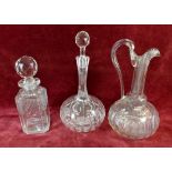 Three various crystal glass decanters