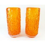 Geoffrey Baxter for Whitefriars - a pair of bark textured glass vases pattern no. 9734 in