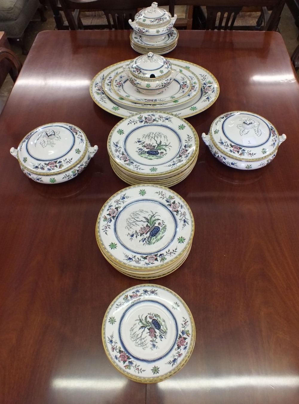 A Furnivals dinner service 'Ceylon' pattern comprising twelve dinner plates, twelve side plates, - Image 2 of 2