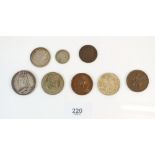 A collection of coins to include an 1816 George III half crown, an 1892 Victoria silver jubilee