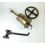 A 19th century Salter brass clockwork turning spit jack with hanger and hanging trivet