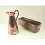 A copper ewer and a copper plant trough