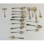A selection of various silver teaspoons - dated late Georgian period through to Edwardian/ early