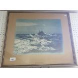 A photographic print of HMS Trinidad in 1941 Artic Convoy - framed and glazed