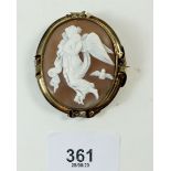 A mid Victorian cameo brooch carved angel holding two children