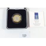 A Royal Mint Issue silver proof Piedfort coin - UK £2 1997 Bime-Tallin currency issue - in case with