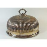A small oval silver plated meat cover - 31cm