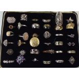 A selection of silver and other costume rings - 20 marked for silver