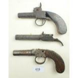 Three box lock percussion pocket pistols for restoration
