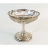 A silver small tazza with weighted base and pierced decoration, Sheffield 1914, 13cm diameter,