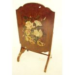 A floral painted fire screen/tilt top occasional table