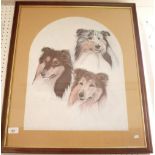 Ronald Swanwick - print of three Collie Dogs 49 x 38cm