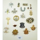 A collection of twenty military badges
