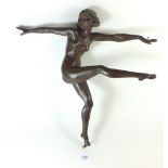 An Art Deco patinated bronze figure of a nude dancer by Marcel Bouraine, 37cm tall - missing base
