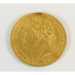 A gold sovereign, George IV 1821 St George, Axis reverse. Condition: Fine/VF
