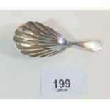 A Georgian silver caddy spoon with engraved handle - no town mark - date letter 'O'