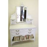 A vintage French style white and gilt painted wood dressing table