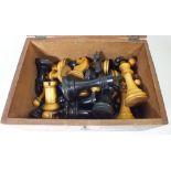 A Staunton style boxwood and ebony chess set - boxed and complete