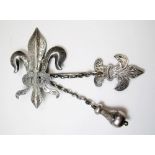An Exeter large silver cloak pin of trefoil design with engraved decoration by Henry S Ellis, 9cm