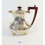 A silver coffee pot of waisted form 640g with engraved presentation for 'Village Councils of British