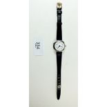 A ladies Swiss silver wristwatch with leather strap - London, import hallmark for 1923
