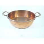 A Victorian copper two handled preserving pan