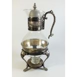 A silver plated and glass coffee jug