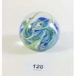 A Whitefriars blue glass paperweight