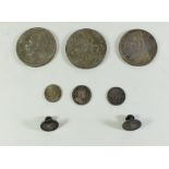 A quantity of silver content coinage including Victoria double florin 1887, Edward VII Canada ten