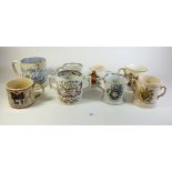 A collection of Victorian two handled cups, some a/f