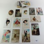 Postcards - glamour, including bathing beauties, artists including Bompard, C Barber etc (63)