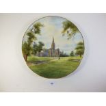 A Royal Worcester plate painted Salisbury cathedral, dated 1959, signed Roberts