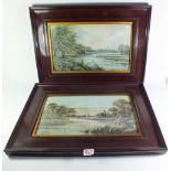 Arthur De Breanski ? vintage prints on canvas of waterside country scenes, 24 x 44cm