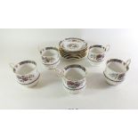 A Queens 'Flowers of Amaran' set of five cups and seven saucers