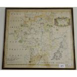 Robert Morden (1650 - 1703), a coloured map, Worcestershire, sold by Abel Swale Awnsham & John