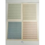 Ten complete mint sheets (100 stamps a sheet ) of Malayan Japanese occupation stamps 1c (SG J297, 3c