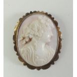 A Victorian cameo brooch with 9ct gold frame