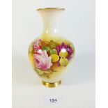 A Royal Worcester vase painted with roses and signed F Harper, 19.5cm tall