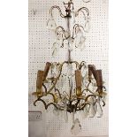 A mid 20th century French eight branch cut glass and gilt metal chandelier