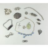 A selection of silver and other vintage jewellery