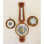 Three vintage wooden cased barometers