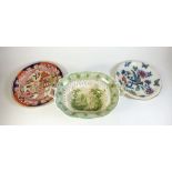 A Davenport chestnut basket printed classical landscape 29cm wide, a Losol Ware plate and a