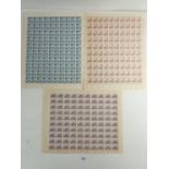 Seven complete mint defin sheets of Malaya Japanese occupation stamps (100 stamps a sheet), 8c (SG
