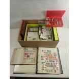Box full of GB,commonwealth and ROW stamps, both mint and used in albums, boxes, packets, on pge