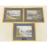 Albert Rosser - three watercolour landscapes, 25 x 36cm