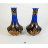 A pair of Clews and Co. Chameleon Ware Art Nouveau vases - 16cm.