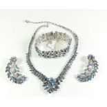 A vintage Sherman paste suite of costume jewellery comprising bracelet, large earrings and necklace