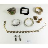 A selection of vintage costume jewellery bangles etc