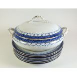 A Burleigh Ware 'Trentham' part dinner service comprising:- two large tureens, 1 meat plate, 1