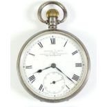 An early 20th century Kendal and Dent ?The Kendentick? silver pocket watch in a Dennison ?A.L.D?